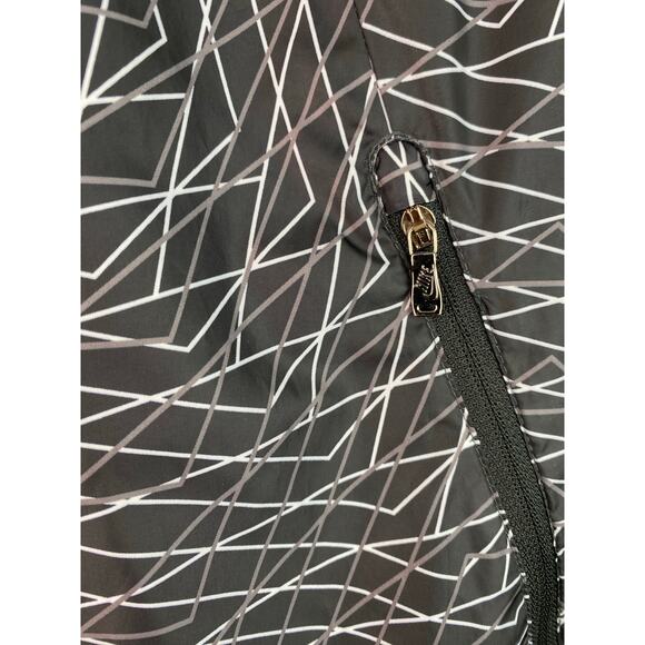 Nike Women's M Black White Gray Geometric Full Zip Hooded Windbreaker Jacket - Picture 2 of 10